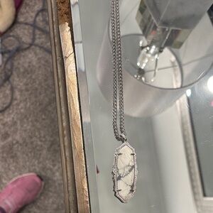 Kendra Scott Silver Necklace with White Pendant